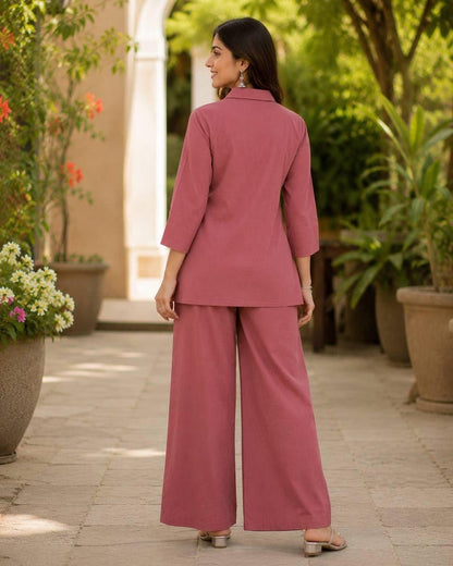 Dusty Rose Indo Western Women Co Ord Set