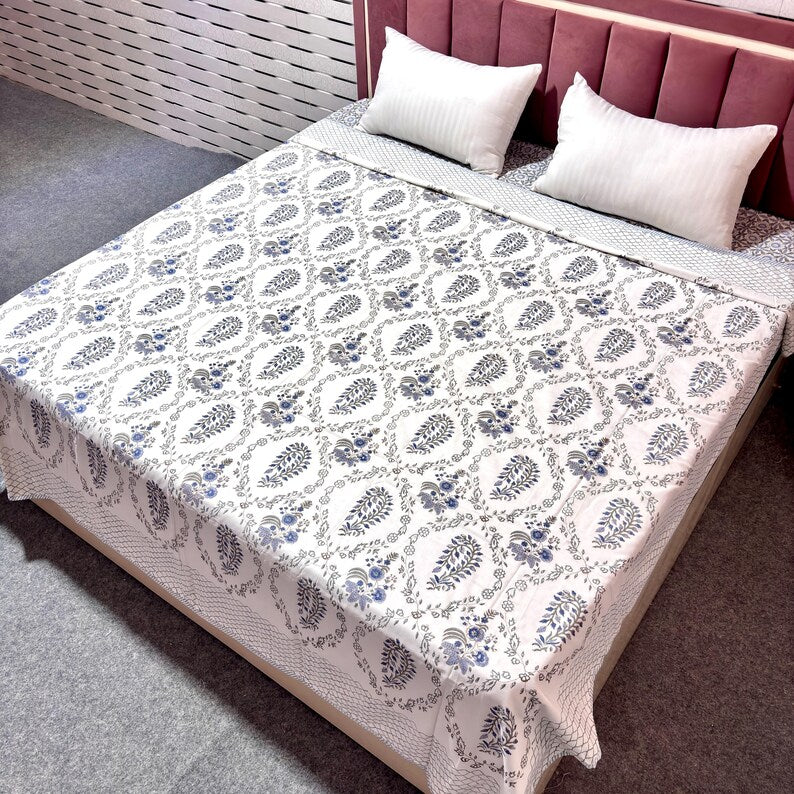 Lightweight Hand Block Print Dohar - Reversible Mulmul Cotton