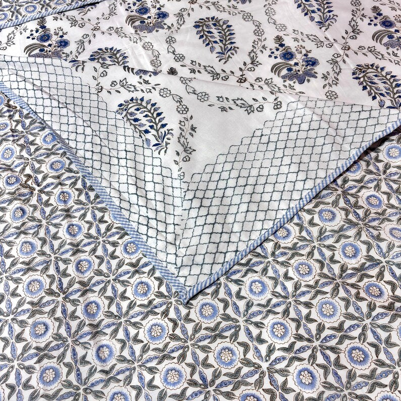 Lightweight Hand Block Print Dohar - Reversible Mulmul Cotton