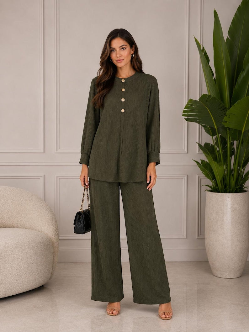 Modest Traditional Two Piece Co Ord Set Long Tunic