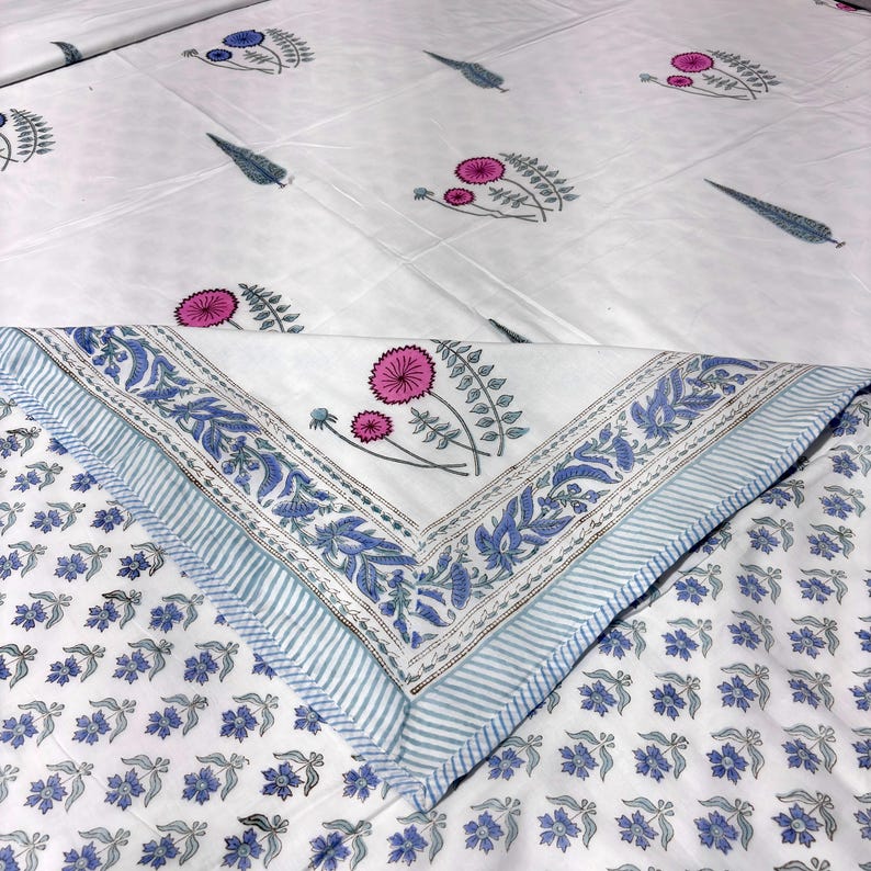 Pink Floral Mulmul Cotton Reversible Lightweight Dohar