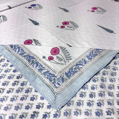 Pink Floral Mulmul Cotton Reversible Lightweight Dohar