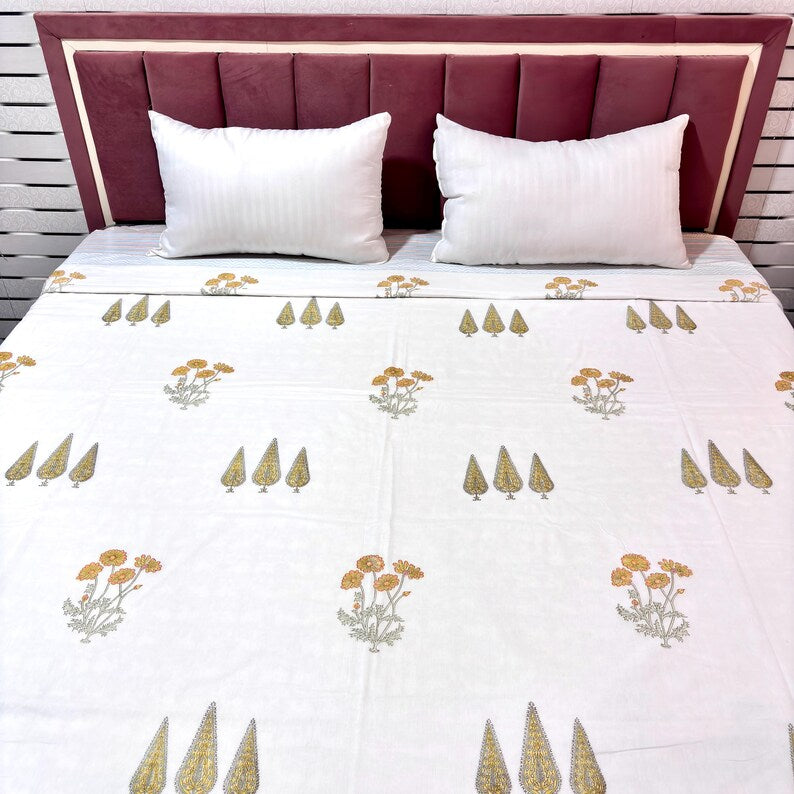 Traditional Hand Block Cotton Dohar for Summer & AC