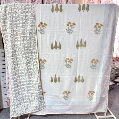 Traditional Hand Block Cotton Dohar for Summer & AC