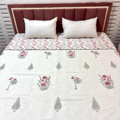 Pink Floral Summer Mulmul Cotton Dohar