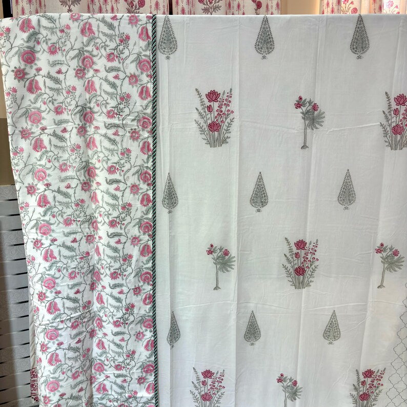 Pink Floral Summer Mulmul Cotton Dohar