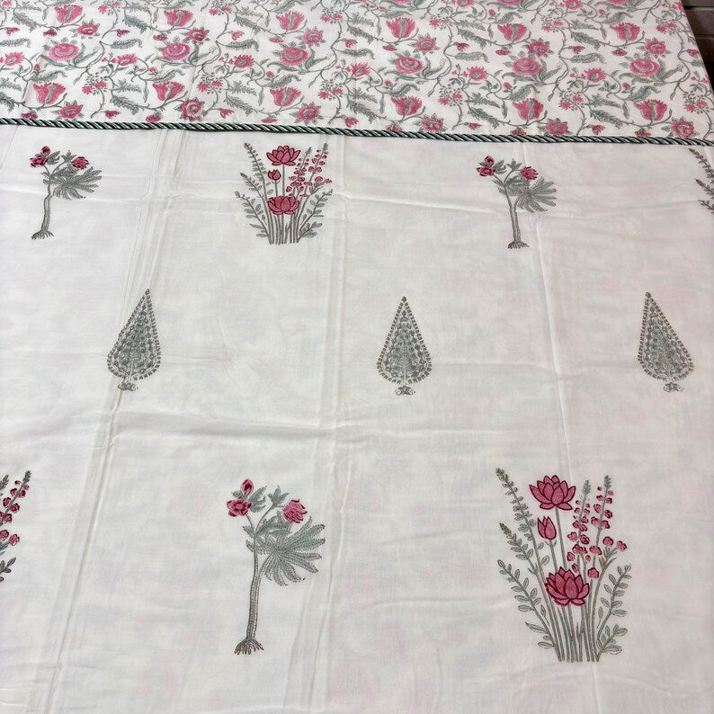 Pink Floral Summer Mulmul Cotton Dohar