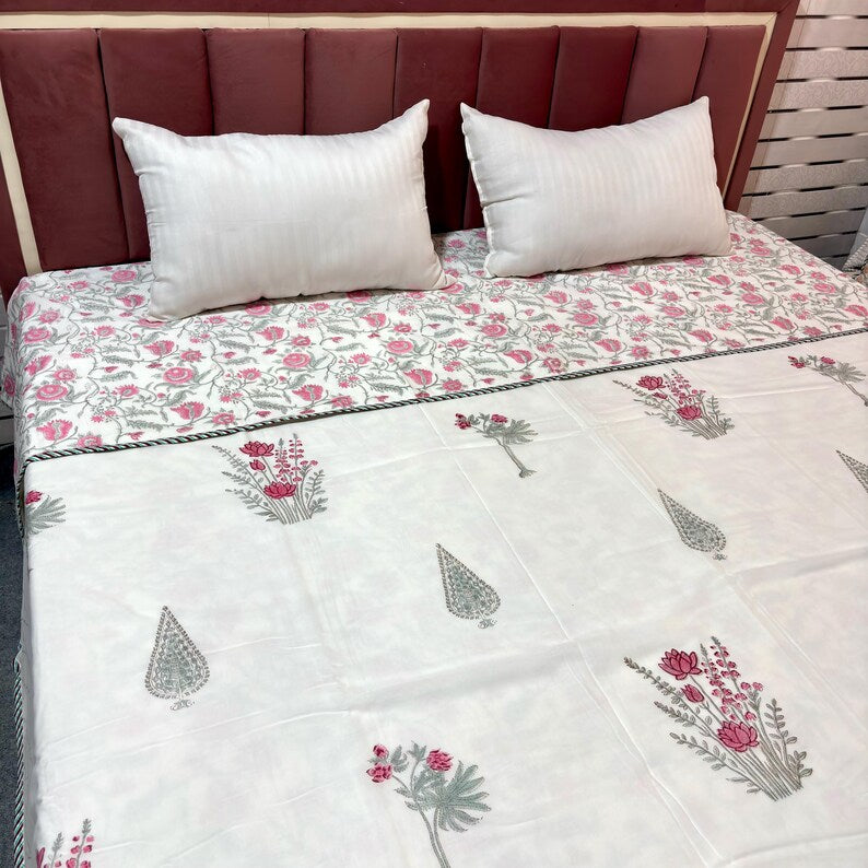Pink Floral Summer Mulmul Cotton Dohar