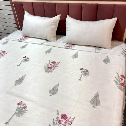 Pink Floral Summer Mulmul Cotton Dohar