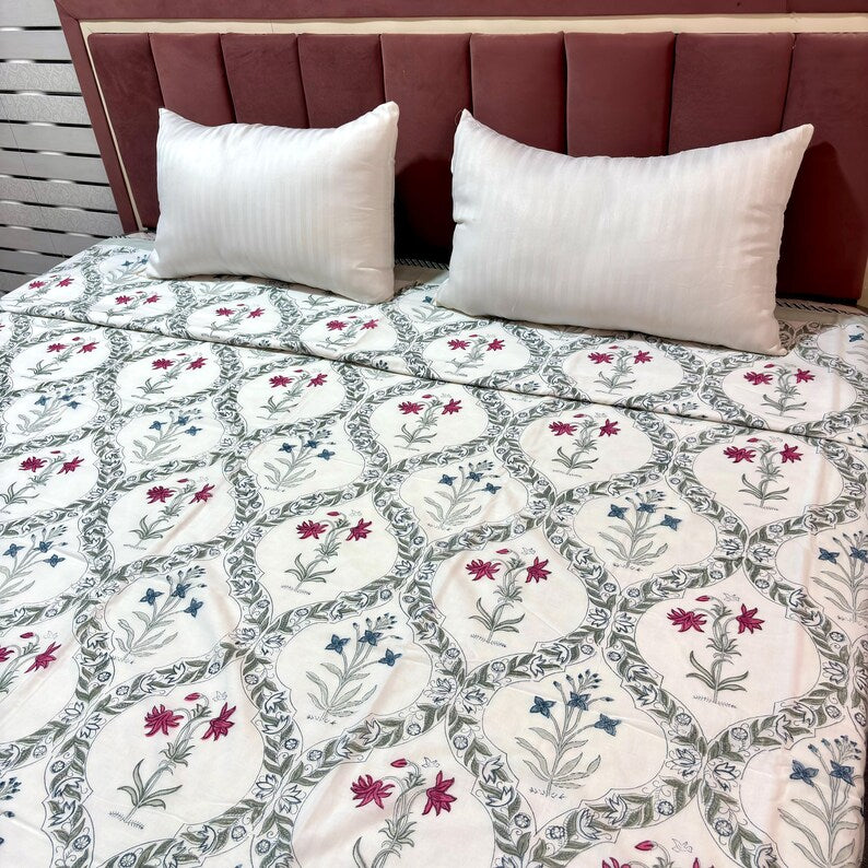 Jaipuri Reversible Cotton Dohar - Lightweight Hand Block Printed