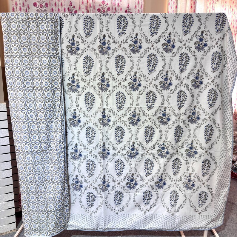Lightweight Hand Block Print Dohar - Reversible Mulmul Cotton