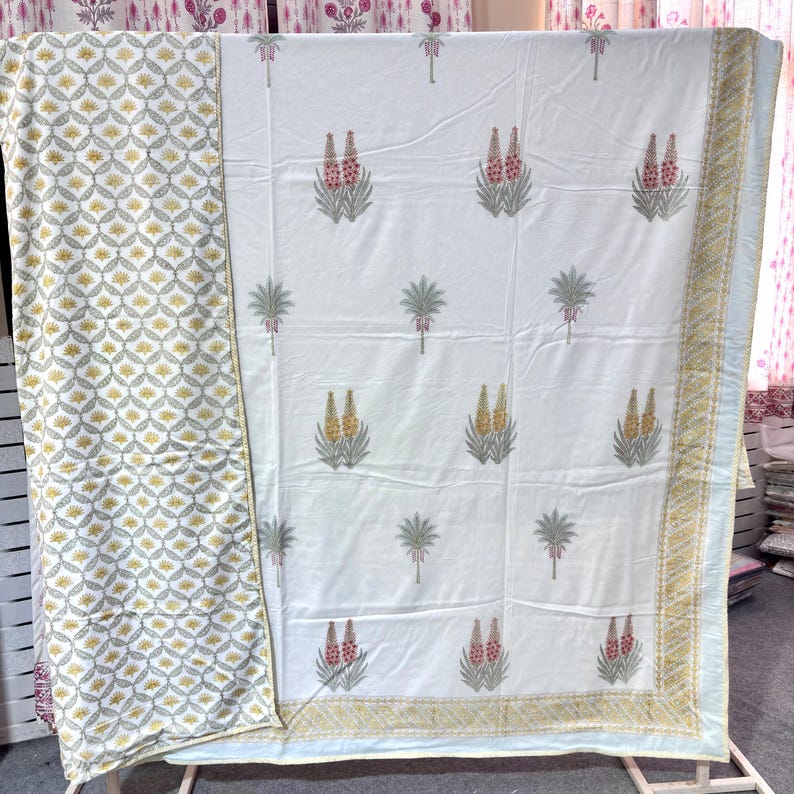Mulmul Cotton Hand Block Printed Reversible Dohar