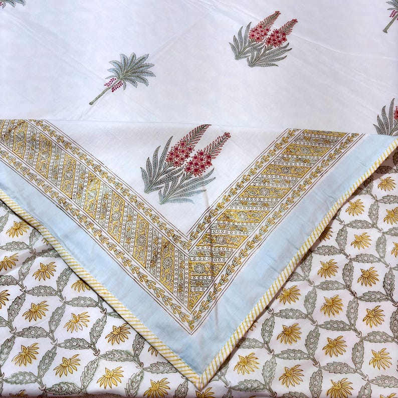 Mulmul Cotton Hand Block Printed Reversible Dohar