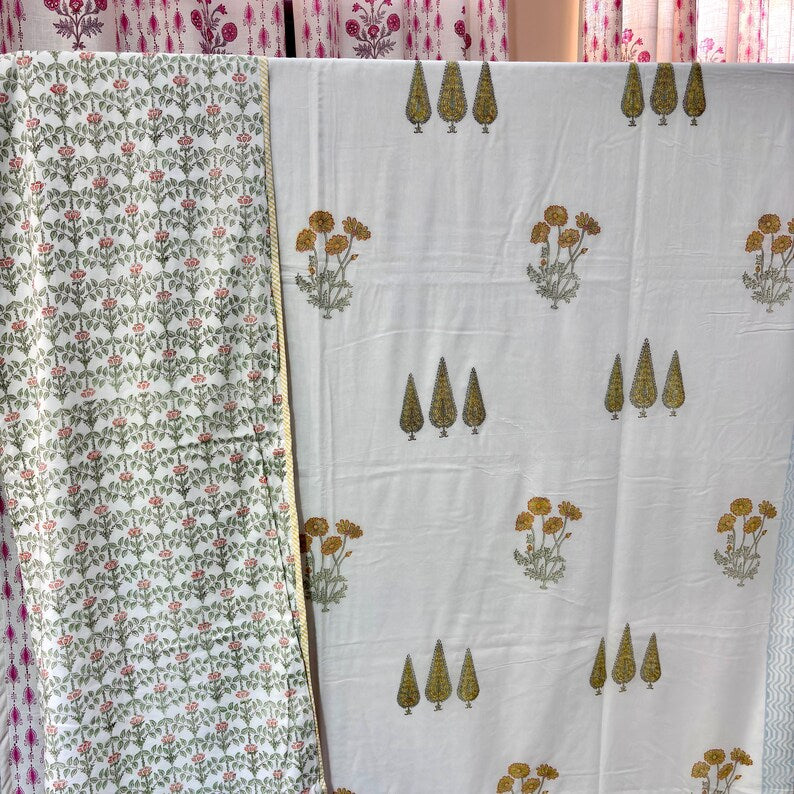 Traditional Hand Block Cotton Dohar for Summer & AC