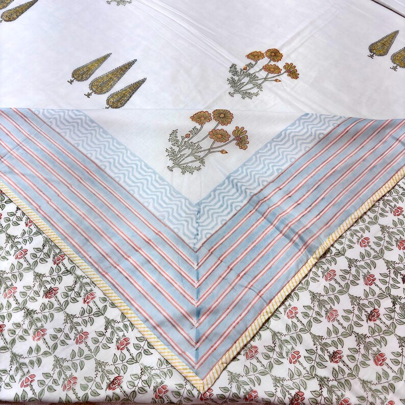 Traditional Hand Block Cotton Dohar for Summer & AC