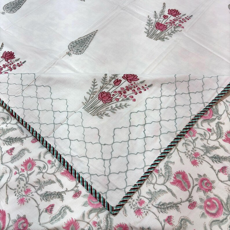 Pink Floral Summer Mulmul Cotton Dohar