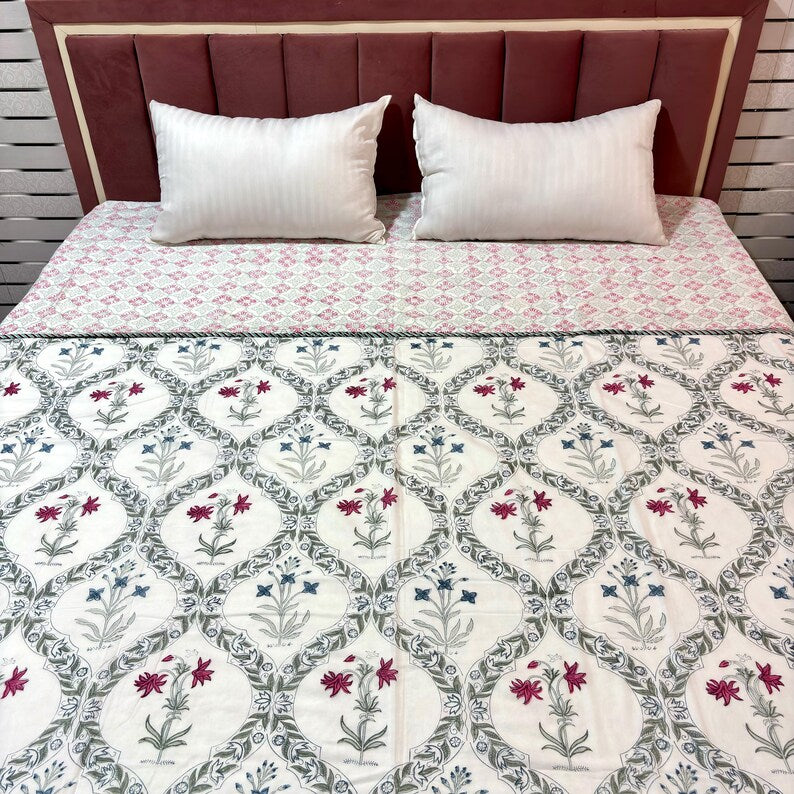Jaipuri Reversible Cotton Dohar - Lightweight Hand Block Printed
