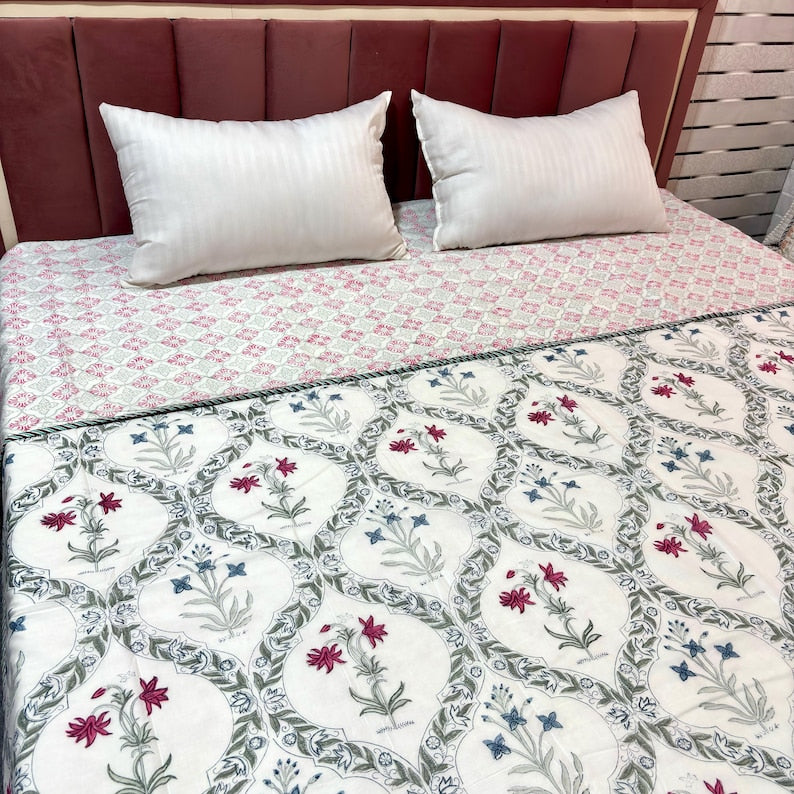 Jaipuri Reversible Cotton Dohar - Lightweight Hand Block Printed