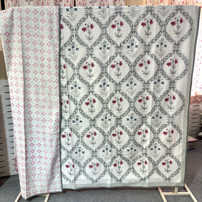 Jaipuri Reversible Cotton Dohar - Lightweight Hand Block Printed