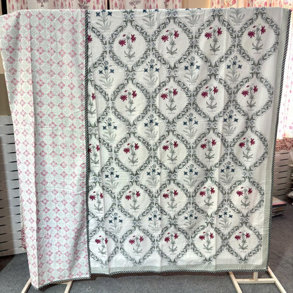 Jaipuri Reversible Cotton Dohar - Lightweight Hand Block Printed