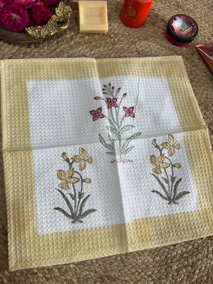 Handblock Print Cotton Towel Set - BODY TOWEL-HAND TOWEL-NAPKIN