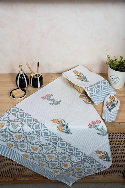 Handblock Print Cotton Towel Set - BODY TOWEL-HAND TOWEL-NAPKIN