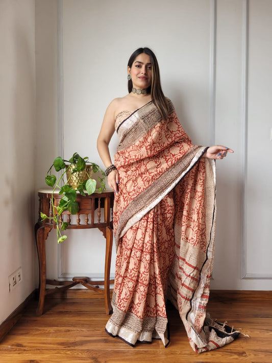 Traditional Bhagalpuri Linen Cotton Saree for Women