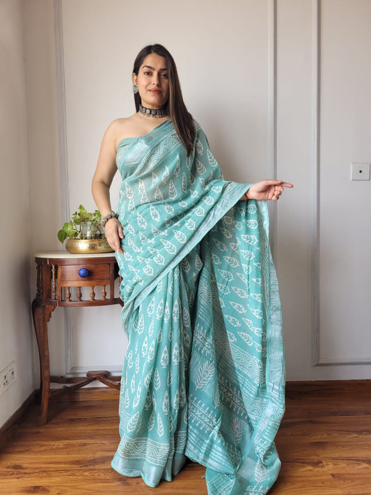 Traditional Bhagalpuri Linen Cotton Saree for Women