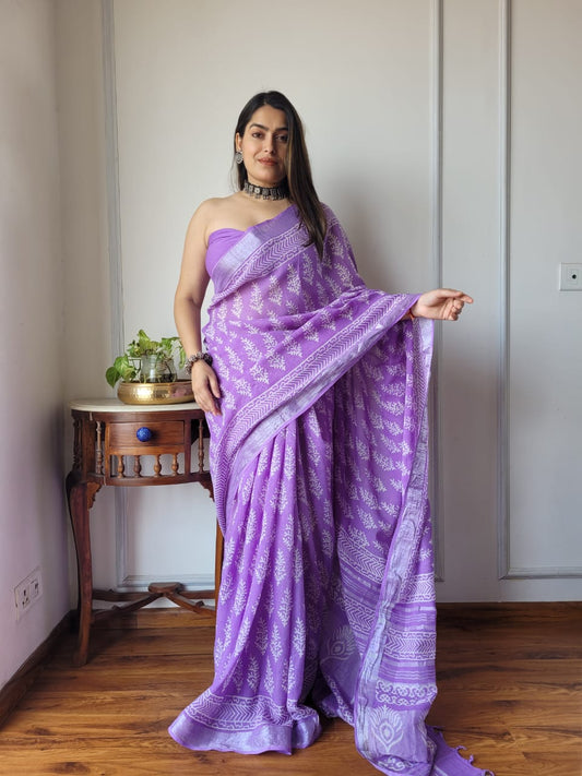 Traditional Bhagalpuri Linen Cotton Saree for Women