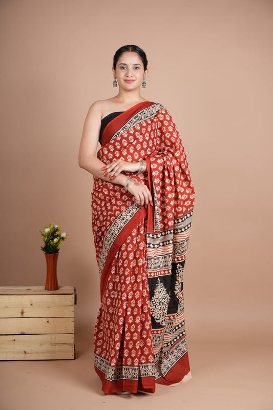 Traditional Bhagalpuri Linen Cotton Saree for Women