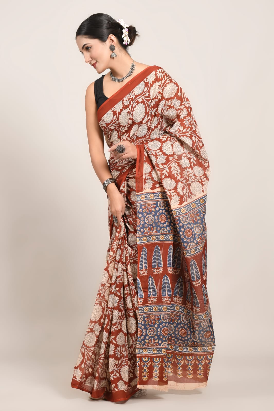 Traditional Bhagalpuri Linen Cotton Saree for Women