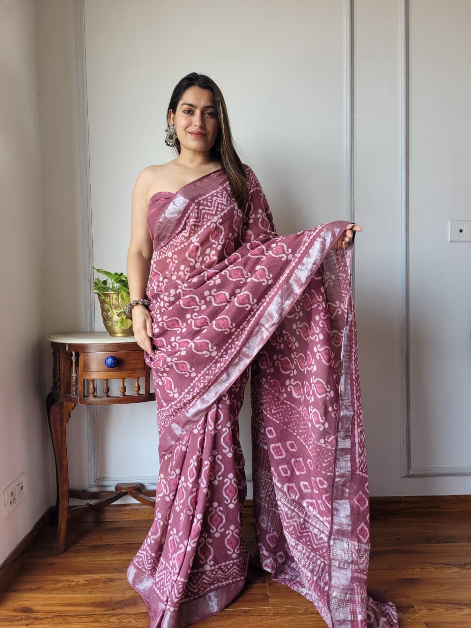 Traditional Bhagalpuri Linen Cotton Saree for Women