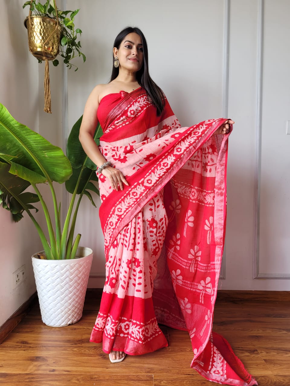Traditional Bhagalpuri Linen Cotton Saree for Women
