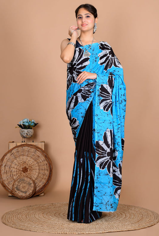 Traditional Bhagalpuri Linen Cotton Saree for Women