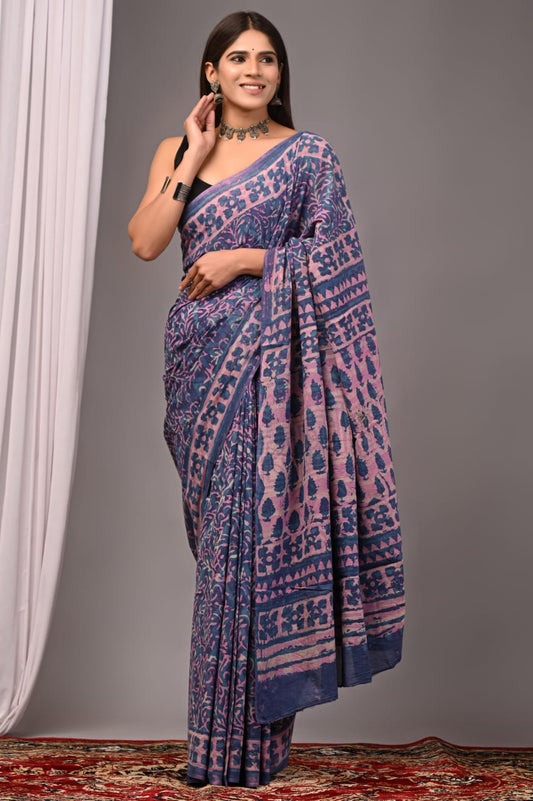 Traditional Bhagalpuri Linen Cotton Saree for Women