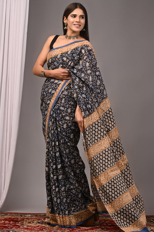 Traditional Bhagalpuri Linen Cotton Saree for Women