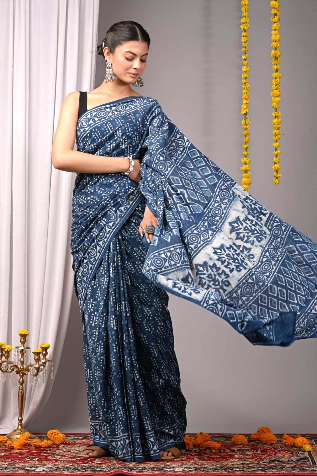 Traditional Bhagalpuri Linen Cotton Saree for Women