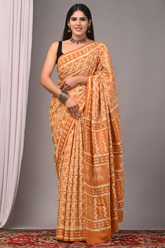 Traditional Bhagalpuri Linen Cotton Saree for Women