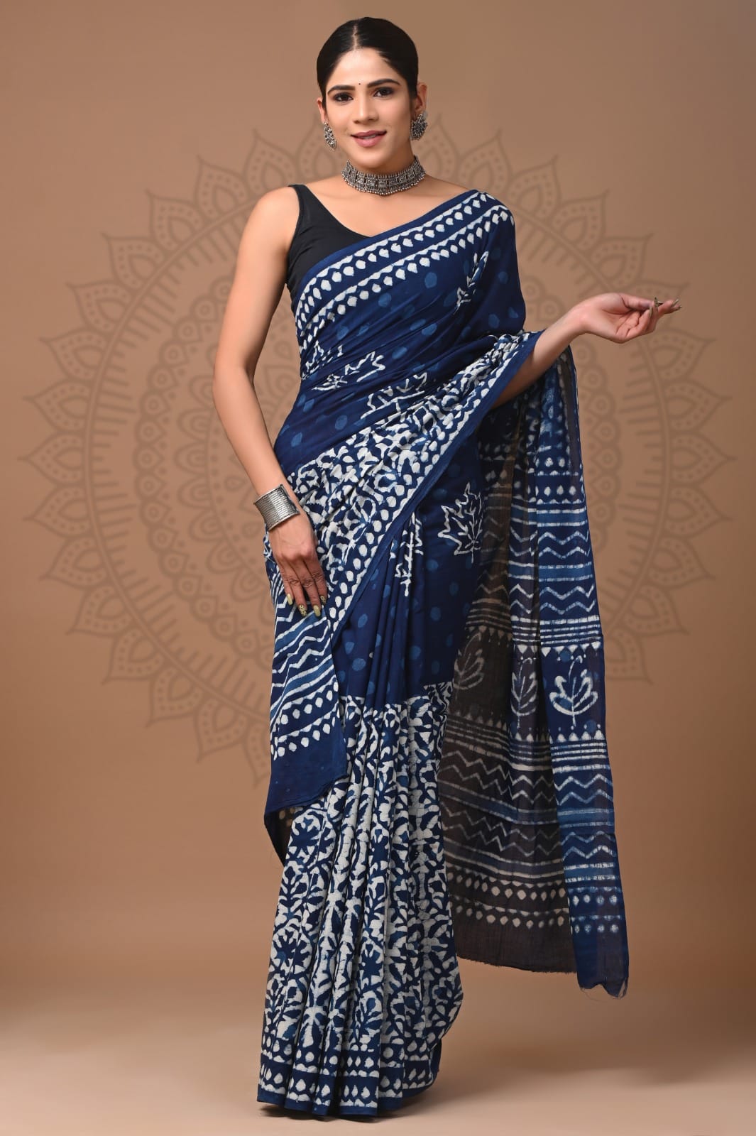 Traditional Bhagalpuri Linen Cotton Saree for Women