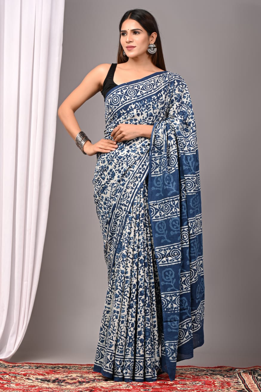 Traditional Bhagalpuri Linen Cotton Saree for Women