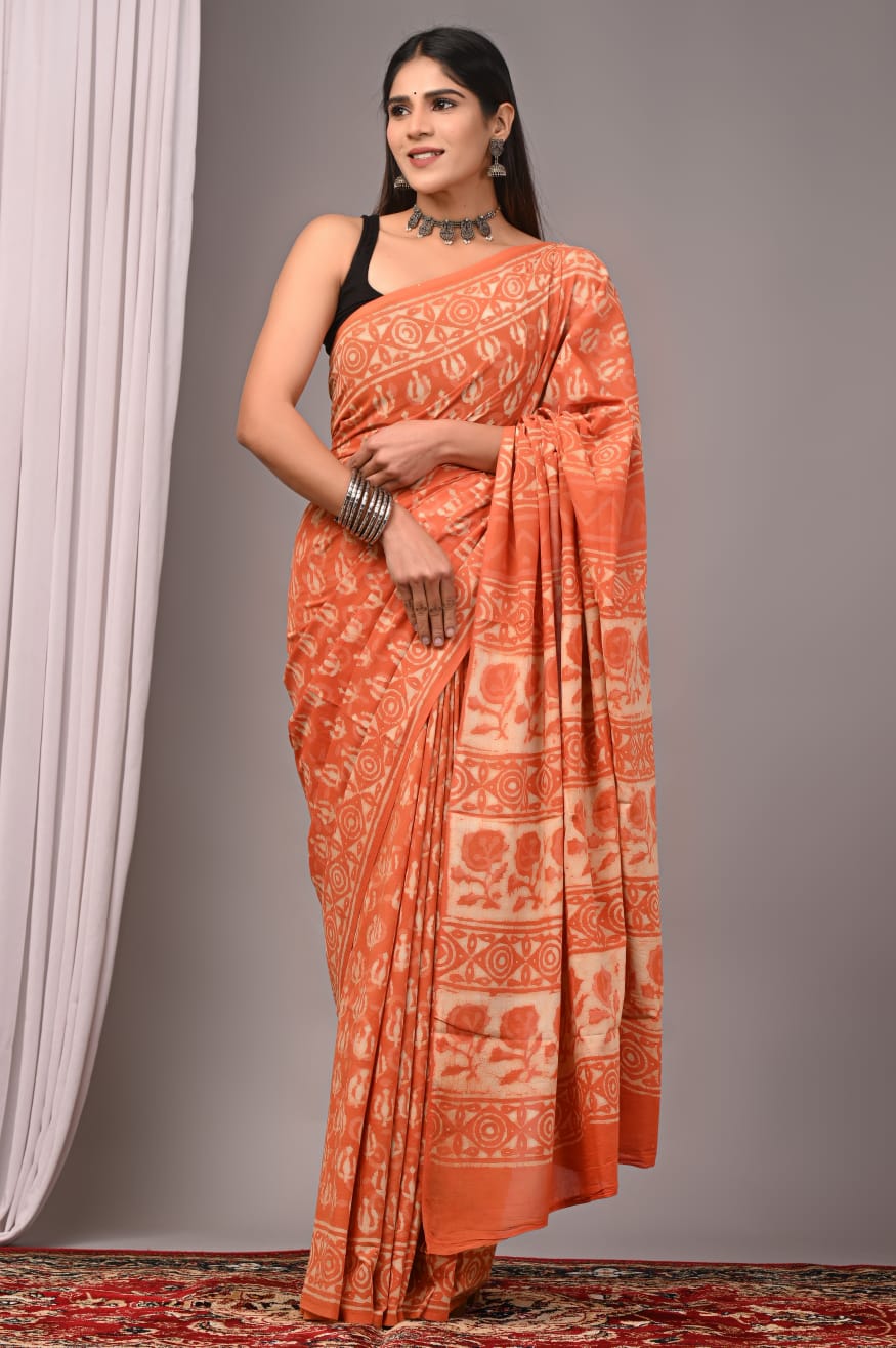 Traditional Bhagalpuri Linen Cotton Saree for Women