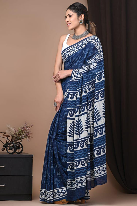 Traditional Bhagalpuri Linen Cotton Saree for Women