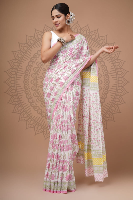 Traditional Bhagalpuri Linen Cotton Saree for Women