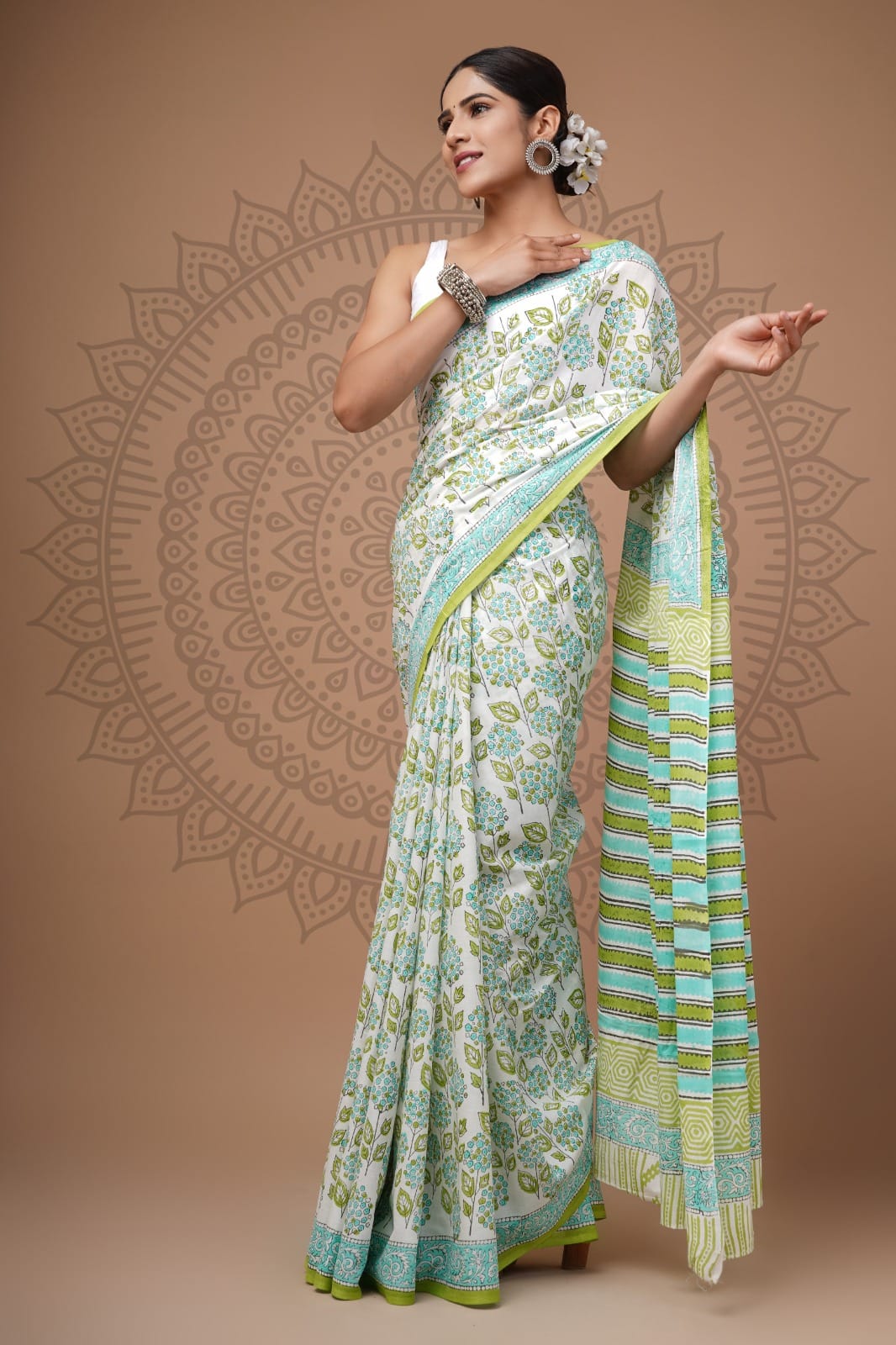 Traditional Bhagalpuri Linen Cotton Saree for Women