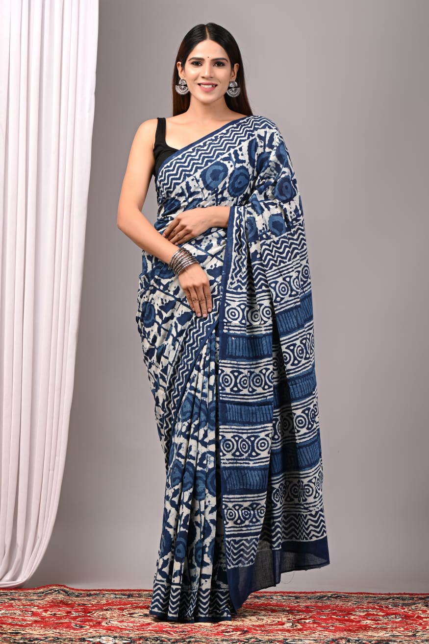 Traditional Bhagalpuri Linen Cotton Saree for Women