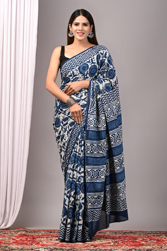 Traditional Bhagalpuri Linen Cotton Saree for Women