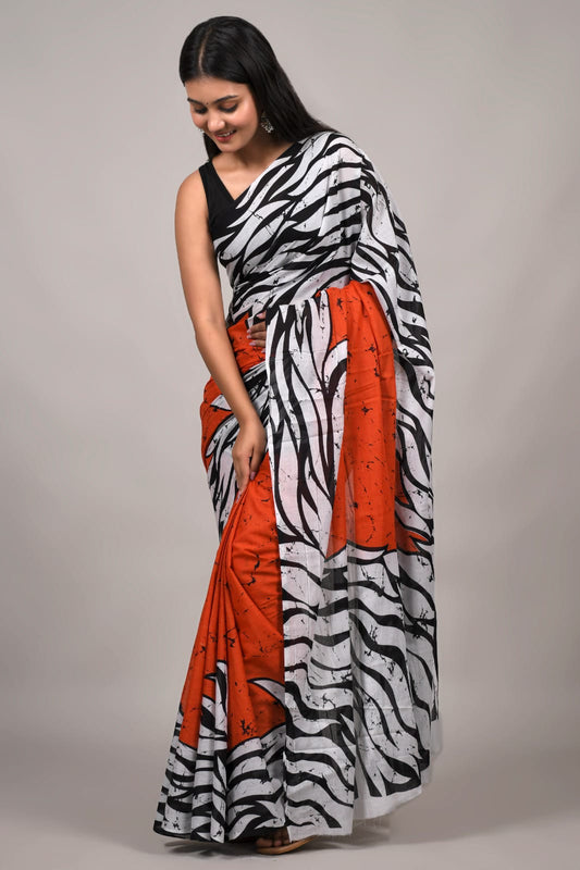 Traditional Bhagalpuri Linen Cotton Saree for Women