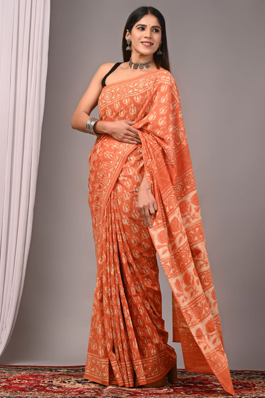 Traditional Bhagalpuri Linen Cotton Saree for Women