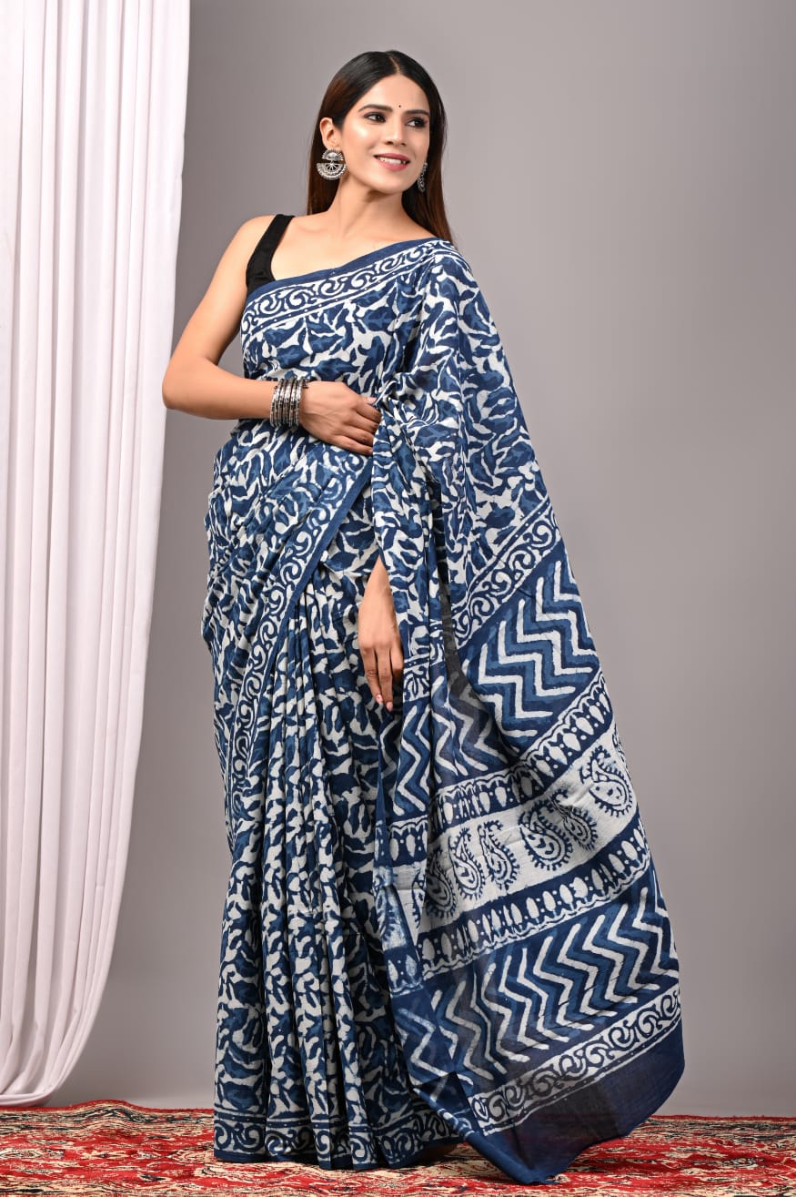 Traditional Bhagalpuri Linen Cotton Saree for Women