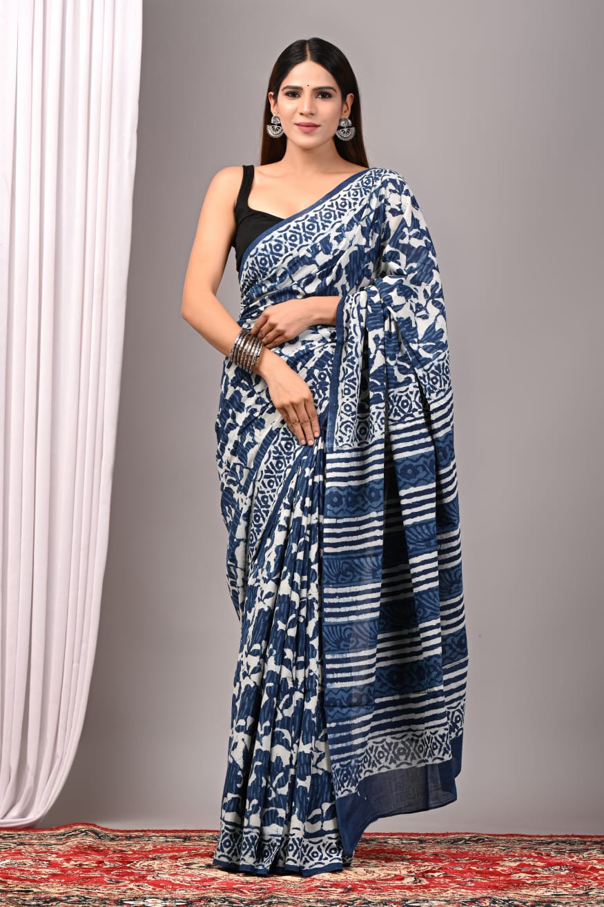 Traditional Bhagalpuri Linen Cotton Saree for Women